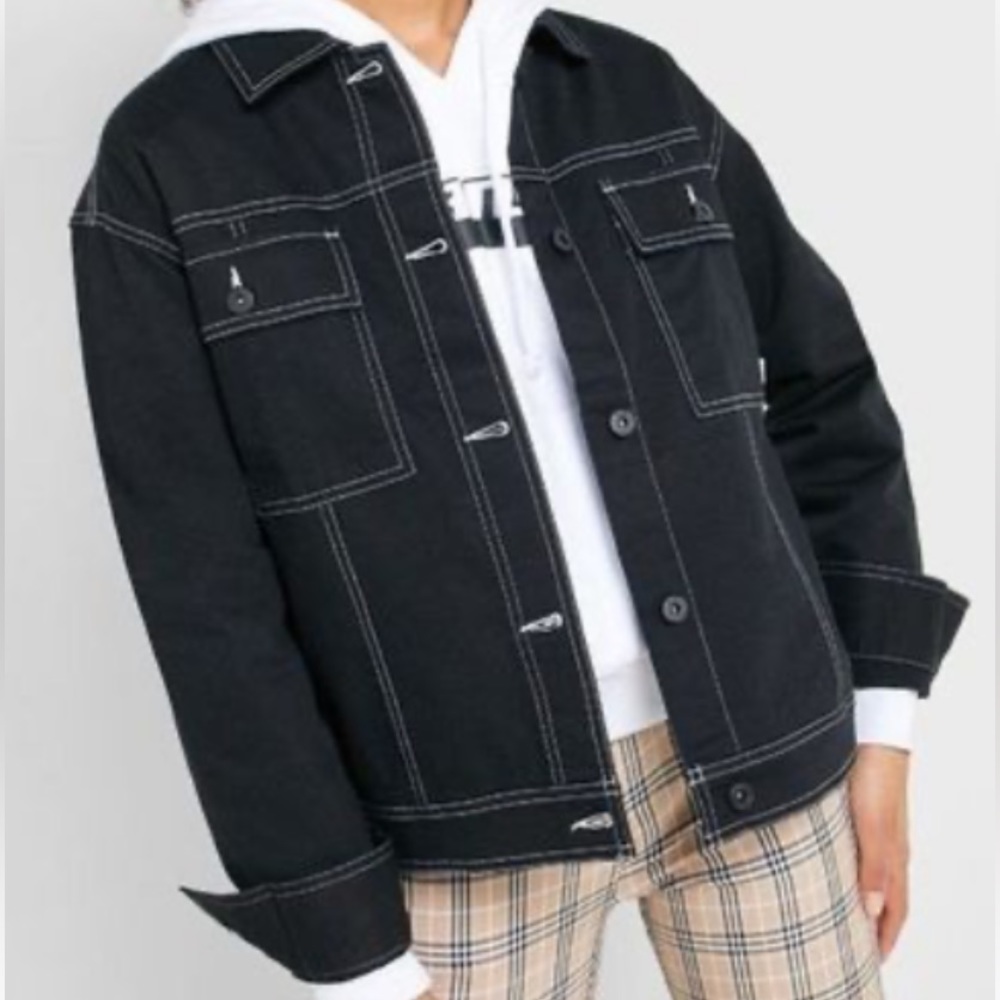 Size XS black Vans jacket with white seams